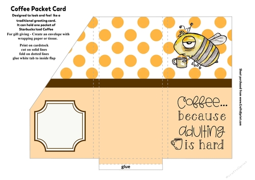 Coffee Because Adulting Is Hard Coffee Packet Pocket Card