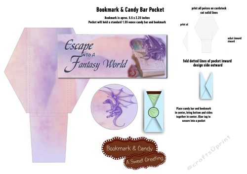 Escape Into A Fantasy Chocolate Bar Card and Bookmark