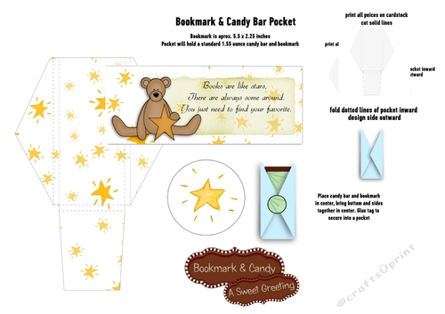 Books Are Like Stars Bookmark and Chocolate Bar Pocket