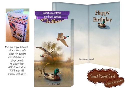 Happy Birthday Duck Large Candy Bar Pocket Card