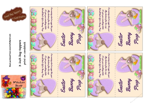 Easter Bunny Poop 3 Inch Treat Bag Topper