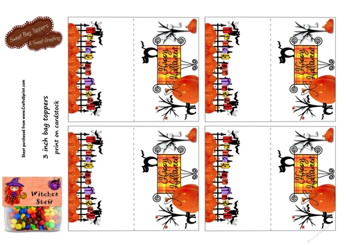 Happy Halloween 3 inch Treat Bag Toppers