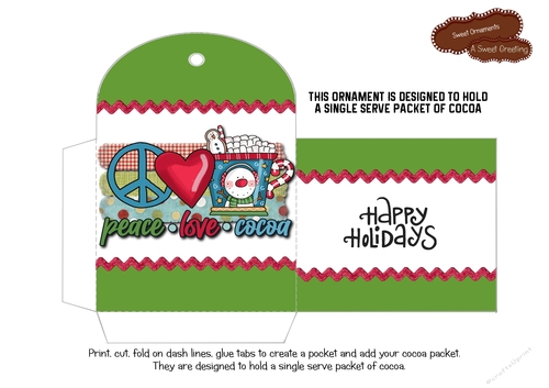 Peace Love Cocoa Packet Christmas Ornament