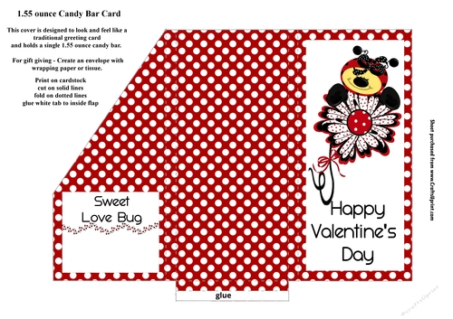 Happy Valentines Day Sweet Love Bug Small Candy Bar Pocket Card