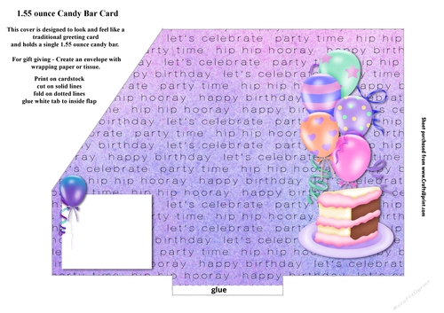 Pink Make A Birthday Wish Pocket Card for 1.55 ounce Candy Bar