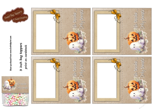 No Tricks ...Only Treats 3 inch bag toppers