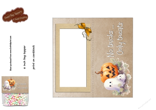 No Tricks ...Only Treats 6 inch bag topper