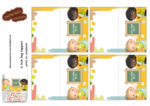 Back to School Primary 3 inch bag toppers