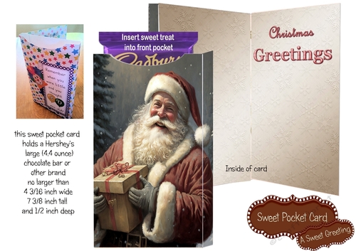 Santa Christmas Greetings Large Candy Bar Pocket Card