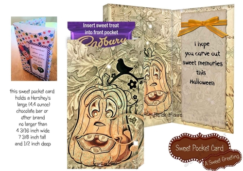 Halloween Pumpkin Large Candy Bar Pocket Card