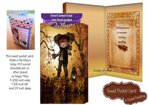 Falling Leaves Autumn Large Candy Bar Pocket Card