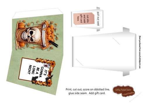Its Gonna Be A Long Night... Halloween Coffee Gift Card Holder 