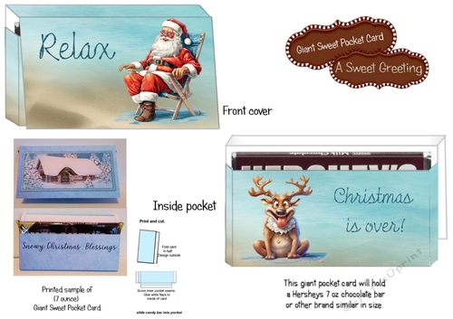 Printable Spring Relax, Christmas is Over Pocket Card For Giant 7 oz. Chocolate Bar 