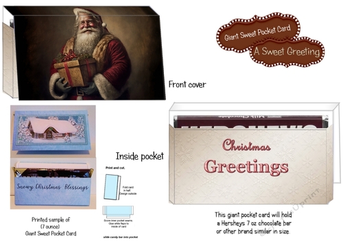 Printable Christmas Greetings Giant Pocket Card For 7 oz. Chocolate Bar 
