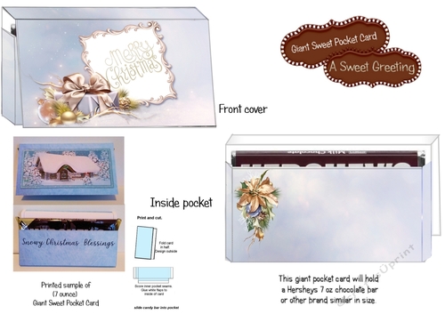 Printable Pastel Christmas Giant Pocket Card For 7 oz. Chocolate Bar 