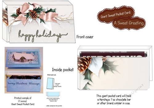 Printable Happy Holidays Giant Pocket Card For 7 oz. Chocolate Bar 