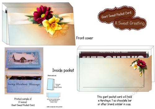 Printable Spring Bouquet Pocket Card For Giant 7 oz. Chocolate Bar 