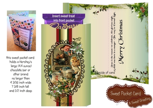 Printable Santa At The Manger Pocket Card For Large Candy Bar 