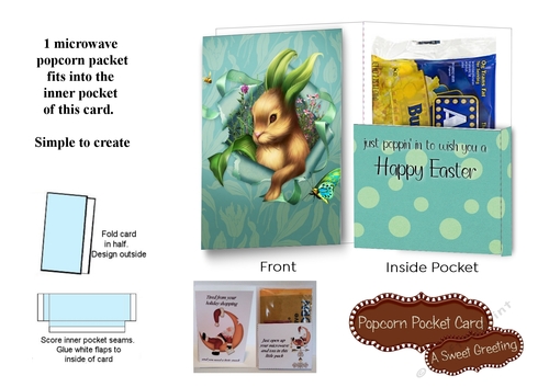 Printable Poppin in to Wish You Happy Easter Popcorn Card For Microwave Popcorn Packet 