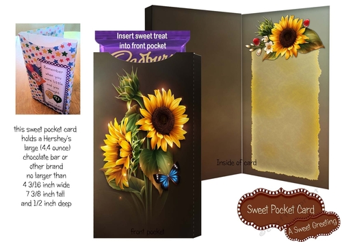 Printable Sunflower Pocket Card For Large Candy Bar 