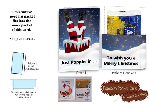 Printable Santa Just Poppin In Christmas Popcorn Card For Microwave Popcorn Packet 