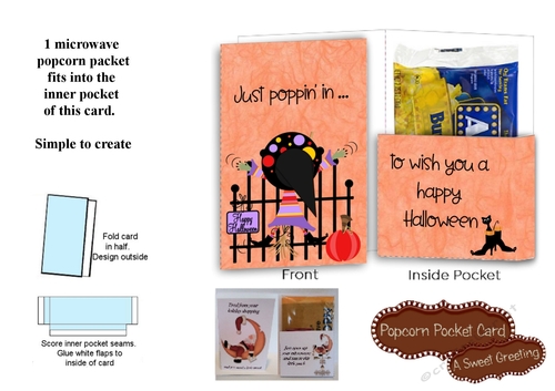 Printable Poppin In Halloween Pocket Card For Microwave Popcorn Packet 