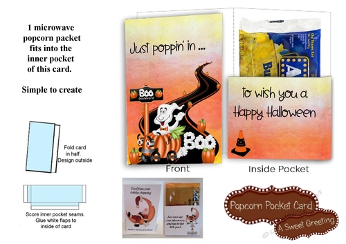 Printable Boo Car Halloween Pocket Card For Microwave Popcorn Packet 