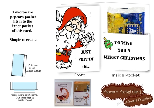 Printable Poppin in to Wish You Merry Christmas Popcorn Card For Microwave Popcorn Packet 