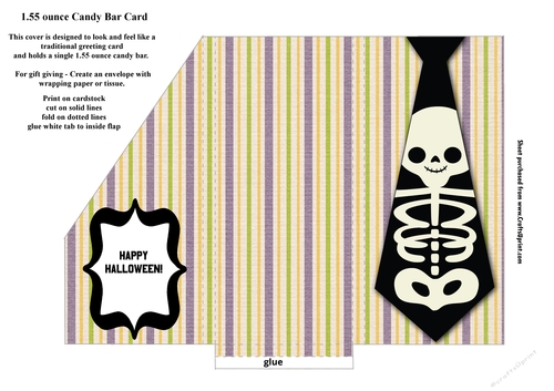 Printable Skeleton Tie Pocket Card for 1.55 ounce Candy Bar 
