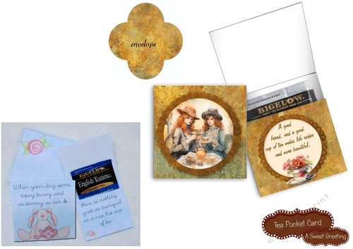 Printable Good Friend and Good Tea Pocket Card With Envelope 