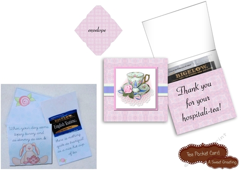 Printable Thank You For Your Hospital-tea Pocket Card With Envelope 
