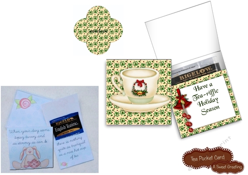 Printable tea-riffic Christmas Pocket Card With Envelope 