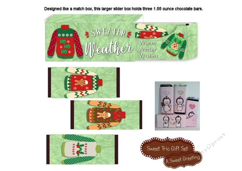 Ugly Sweater Weather Trio 1.55 Ounce Chocolate Bar Gift Set