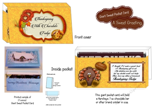 Printable Thanksgiving Day Fudge Pocket Card For Giant 7 oz. Candy Bar 