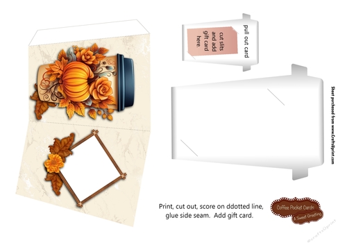 Printable Autumn Fall Themed Coffee Gift Card Holder