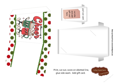 Printable Christmas Cup Of Joy Coffee Gift Card Holder