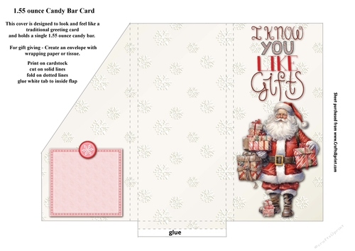 Printable Santa With Gifts Candy Bar Card For 1.55 ounce Candy Bar 