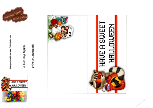 Printable Sweet Halloween  6 inch Treat Bag Topper