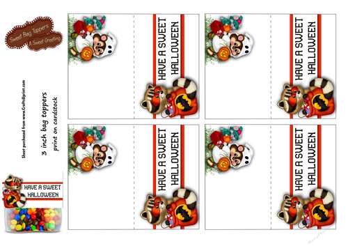 Printable Sweet Halloween  3 inch Treat Bag Toppers