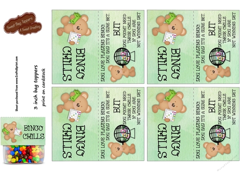 Printable Bingo Chills 3 inch Treat Bag Topper