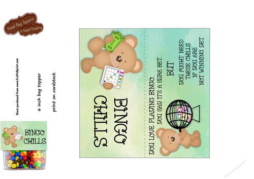 Printable Bingo Chills 6 inch Treat Bag Topper