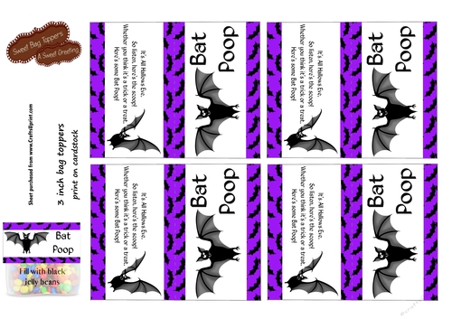 Printable Bat Poop 3 inch Treat Bag Topper