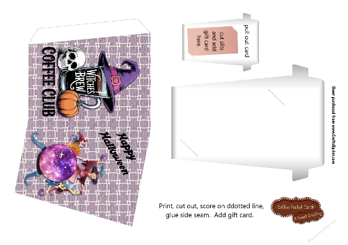 Printable Halloween Coffee Club Coffee Gift Card Holder