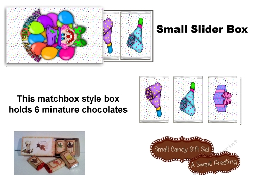 Printable Happy Birthday Clown Small Slider Gift Box and 6 Wrappers for Mini Chocolate Bars 