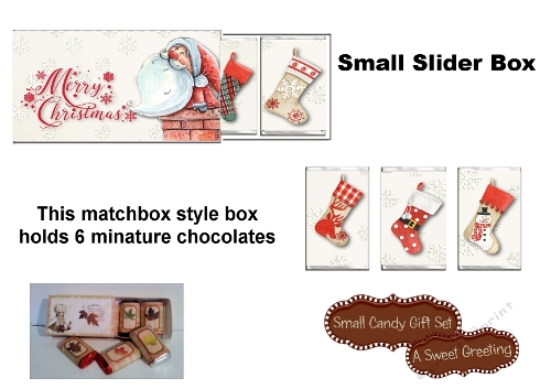 Printable Christmas Stockings Small Slider Gift Box For 6 Miniature Candy Bar Wrappers 