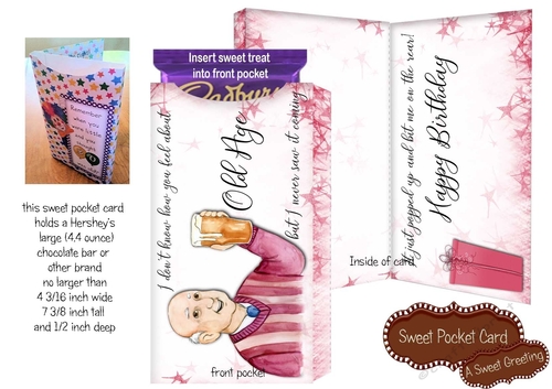 Old Age Birthday For Men Candy Bar Pocket Card