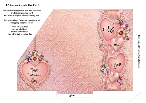Pink Valentine Small Chocolate Bar Pocket Card
