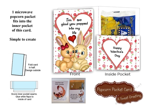 Valentine Bunnies Popcorn Pocket Card