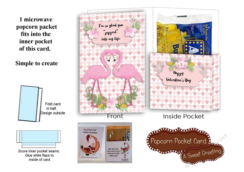 Valentine Flamingos Popcorn Pocket Card