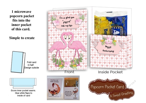 Anniversary Flamingos Popcorn Pocket Card